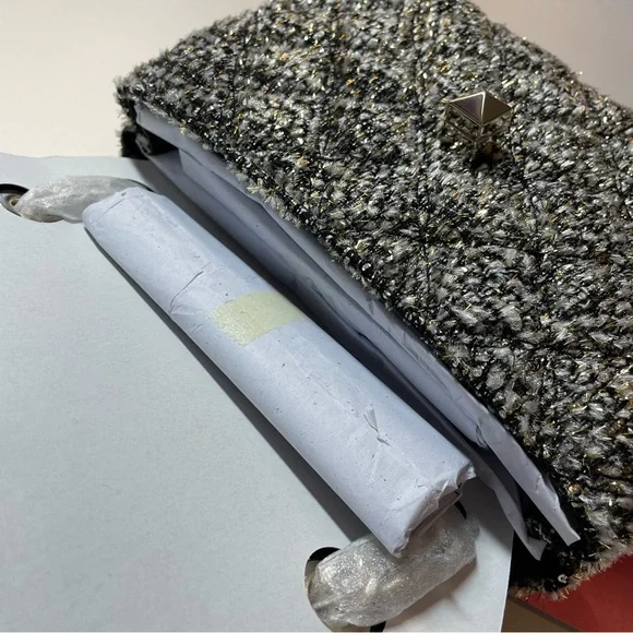 Kate Spade Flap Clasp Black and Gold Natalia Tweed Boucle Crossbody Bag Purse - Picture 10 of 10